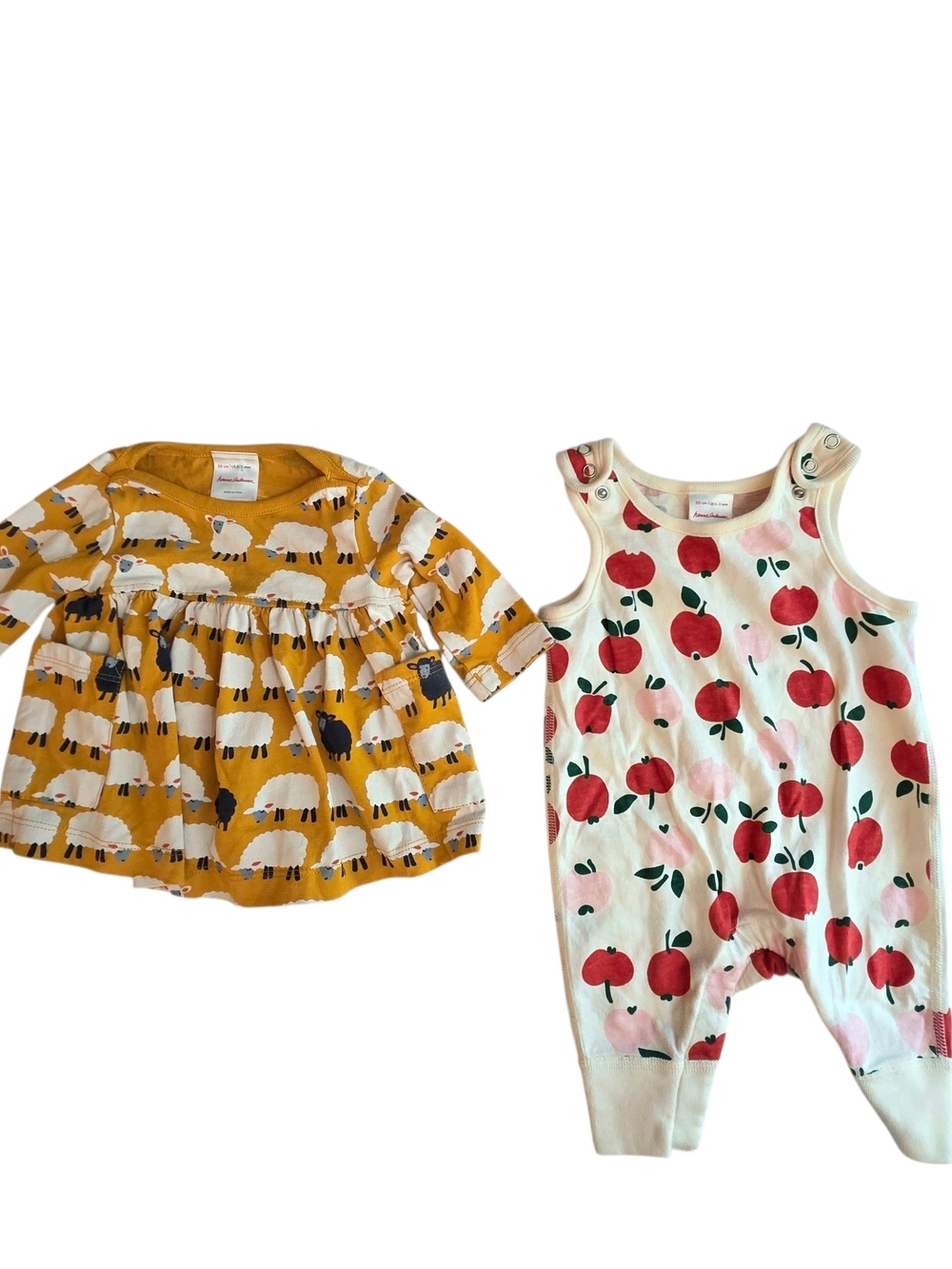 Hanna Andersson Lot 0-3 Months Apple Romper Sheep Shirt  Baby Girl Cotton Cute